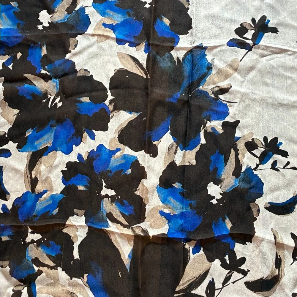 Vintage ST. JOHN Silk Chiffon Sheer Watercolor Floral Abstract Scarf Large 24x76
